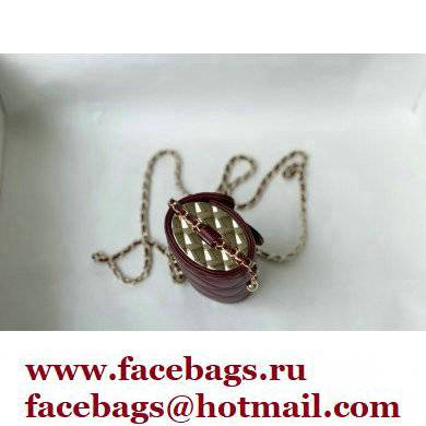 Chanel Lipstick Case Mini Bag with Chain Burgundy 2021