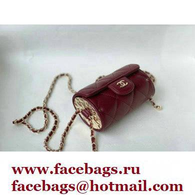 Chanel Lipstick Case Mini Bag with Chain Burgundy 2021