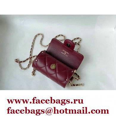 Chanel Lipstick Case Mini Bag with Chain Burgundy 2021