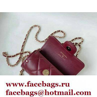 Chanel Lipstick Case Mini Bag with Chain Burgundy 2021