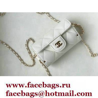 Chanel Lipstick Case Mini Bag with Chain White 2021