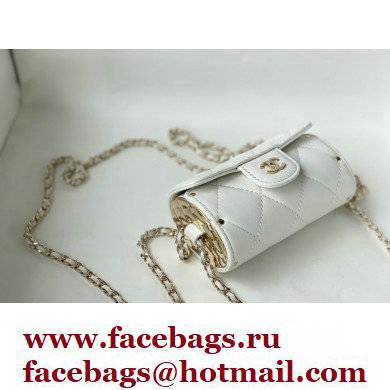 Chanel Lipstick Case Mini Bag with Chain White 2021