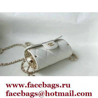 Chanel Lipstick Case Mini Bag with Chain White 2021