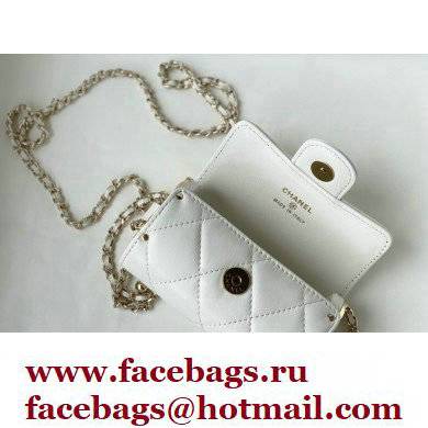 Chanel Lipstick Case Mini Bag with Chain White 2021