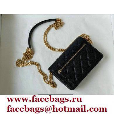 Chanel Plate Logo Grained Calfskin Small Clutch with Chain Bag AP2333 Black 2021 - Click Image to Close