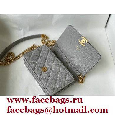 Chanel Plate Logo Grained Calfskin Small Clutch with Chain Bag AP2333 Gray 2021