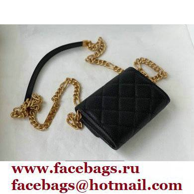 Chanel Plate Logo Grained Calfskin Small Clutch with Chain Bag AP2335 Black 2021