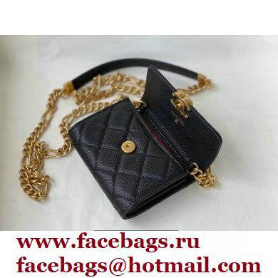 Chanel Plate Logo Grained Calfskin Small Clutch with Chain Bag AP2335 Black 2021