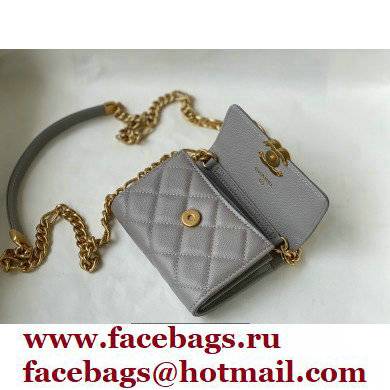 Chanel Plate Logo Grained Calfskin Small Clutch with Chain Bag AP2335 Gray 2021