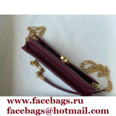 Chanel Plate Logo Grained Calfskin Wallet on Chain WOC Bag Burgundy 2021