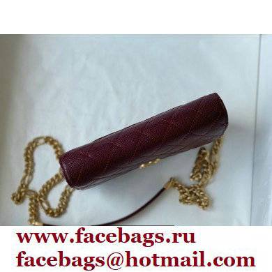 Chanel Plate Logo Grained Calfskin Wallet on Chain WOC Bag Burgundy 2021