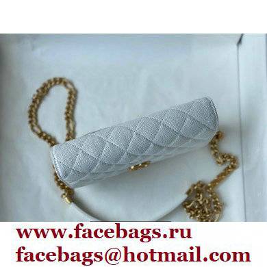 Chanel Plate Logo Grained Calfskin Wallet on Chain WOC Bag White 2021