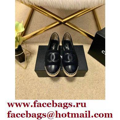 Chanel Plush CC Logo Espadrilles G29762 Black 2022