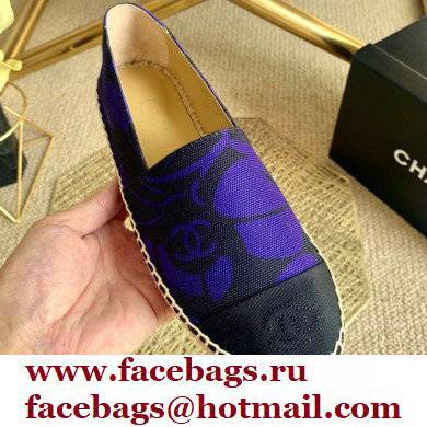 Chanel Printed Fabric CC Logo Espadrilles G29762 Black/Purple 2022