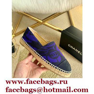 Chanel Printed Fabric CC Logo Espadrilles G29762 Black/Purple 2022