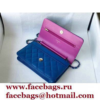 Chanel Rainbow Hardware Wallet on Chain WOC Bag Blue/Fuchsia 2021