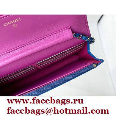 Chanel Rainbow Hardware Wallet on Chain WOC Bag Blue/Fuchsia 2021