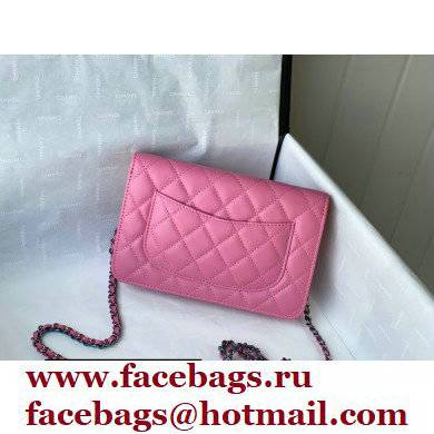 Chanel Rainbow Hardware Wallet on Chain WOC Bag Fuchsia/Yellow 2021