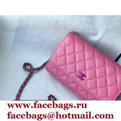 Chanel Rainbow Hardware Wallet on Chain WOC Bag Fuchsia/Yellow 2021