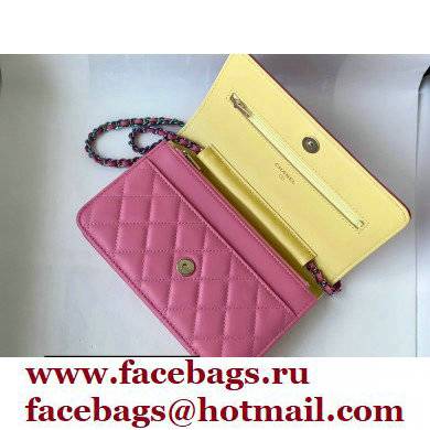 Chanel Rainbow Hardware Wallet on Chain WOC Bag Fuchsia/Yellow 2021