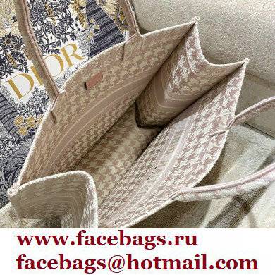 Dior Book Tote Bag in Houndstooth Embroidery Pale Pink 2021