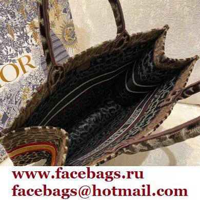 Dior Book Tote Bag in Multicolor Mizza Embroidery Brown 2021