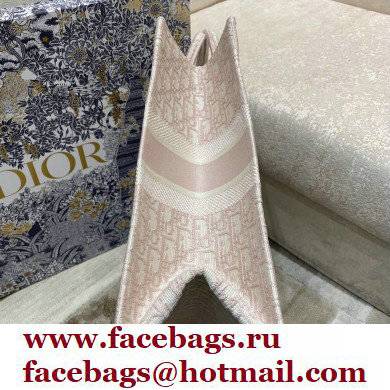 Dior Book Tote Bag in Oblique Embroidery Pale Pink 2021