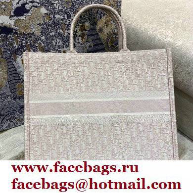 Dior Book Tote Bag in Oblique Embroidery Pale Pink 2021