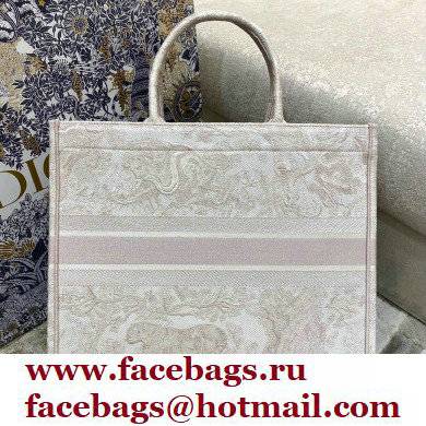 Dior Book Tote Bag in Toile de Jouy Embroidery Pale Pink 2021