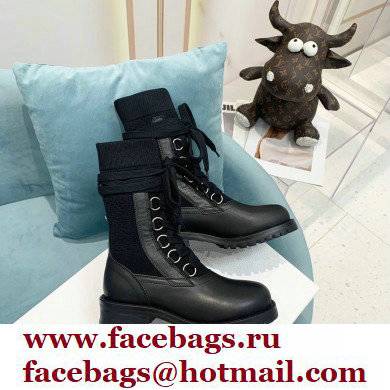 Dior Calfskin and Cotton Diorland Lace-Up Boots Black 2021