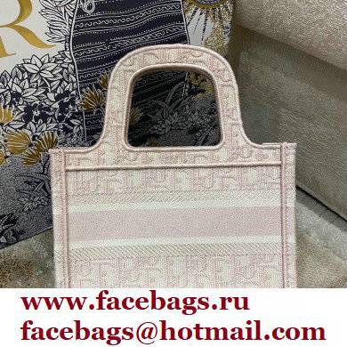 Dior Mini Book Tote Bag in Oblique Embroidery Pale Pink 2021