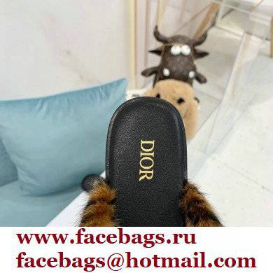 Dior Mink Fur Oblique INDIOR Mules Brown 2021