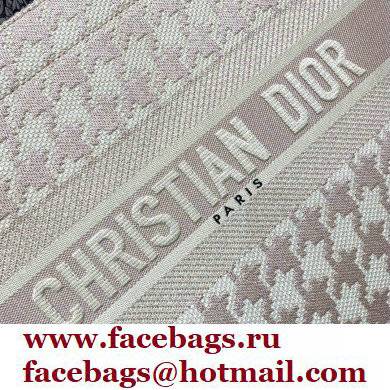 Dior Small Book Tote Bag in Houndstooth Embroidery Pale Pink 2021