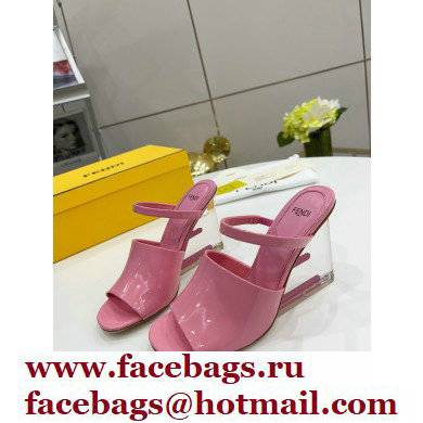 FENDI FIRST Patent Leather Clear High-heeled Sandals Pink 2022