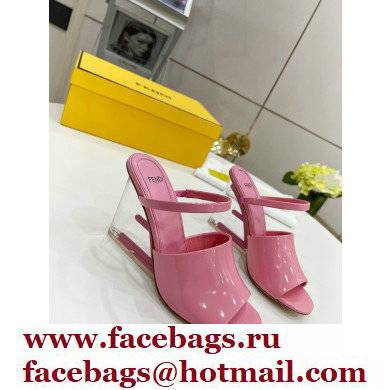 FENDI FIRST Patent Leather Clear High-heeled Sandals Pink 2022