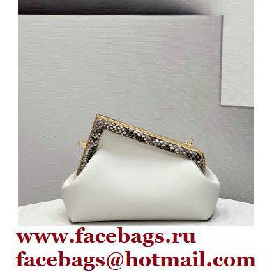 Fendi First Small Leather Bag White/Python Details 2021