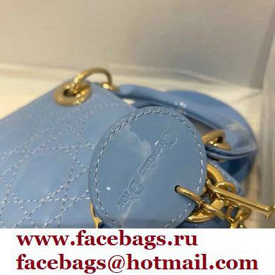 Lady Dior Micro Bag in Patent Cannage Calfskin Blue 2021