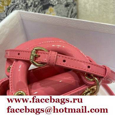 Lady Dior Micro Bag in Patent Cannage Calfskin Pink 2021