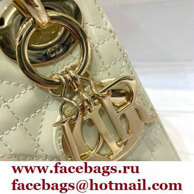 Lady Dior Mini Bag in Patent Cannage Calfskin White 2021