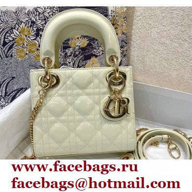 Lady Dior Mini Bag in Patent Cannage Calfskin White 2021