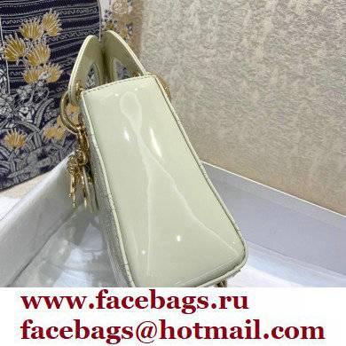 Lady Dior Mini Bag in Patent Cannage Calfskin White 2021