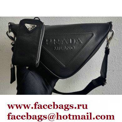 Prada Leather Triangle Shoulder Bag 1BH190 Black 2021