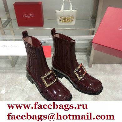 ROGER VIVIER Preppy Viv' patent leather Chelsea boots burgundy