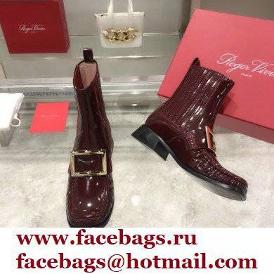 ROGER VIVIER Preppy Viv' patent leather Chelsea boots burgundy