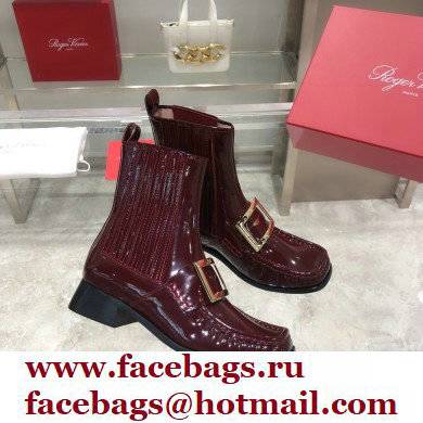 ROGER VIVIER Preppy Viv' patent leather Chelsea boots burgundy