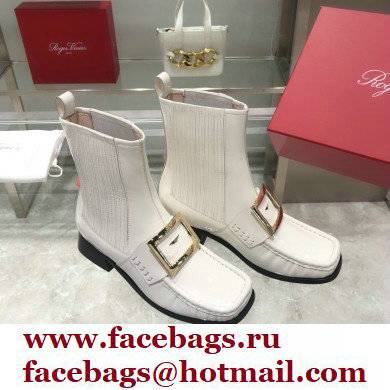 ROGER VIVIER Preppy Viv' patent leather Chelsea boots white