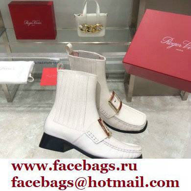 ROGER VIVIER Preppy Viv' patent leather Chelsea boots white