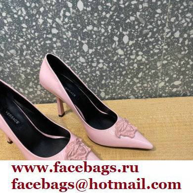 Versace Heel 9.5cm La Medusa Patent Leather Pumps Pink 2021