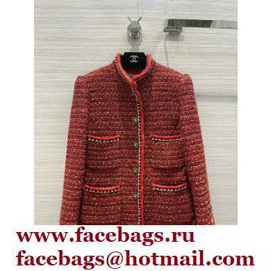 chanel 2021 FALL WINTER RED TWEED COAT