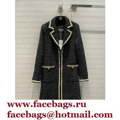 chanel 2021 FALL WINTER TWEED long COAT black